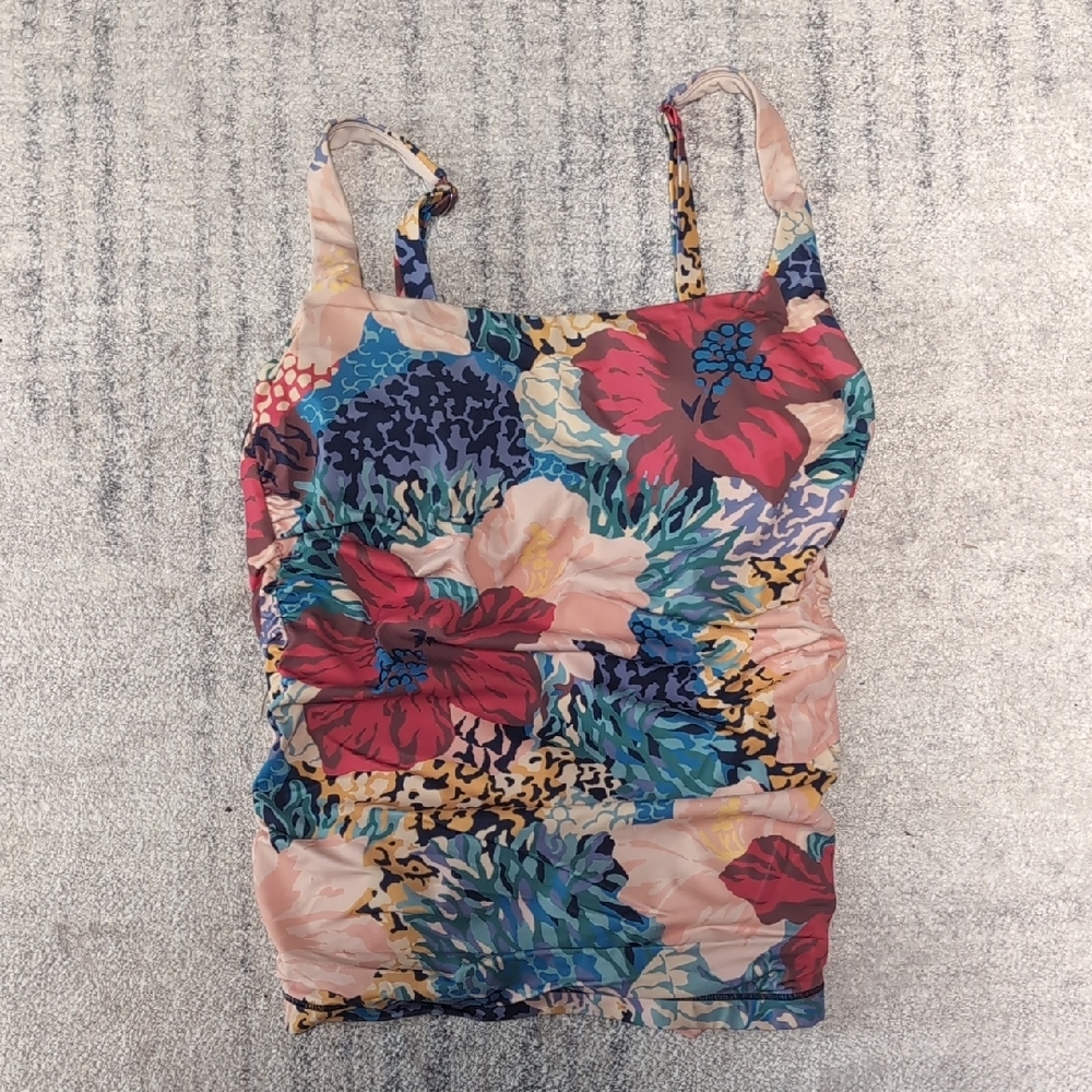 Athleta Floral Ruched Tankini Top